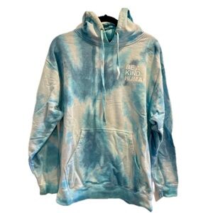Be a Kind Human Original Blue Tie Dye Hoodie Sweatshirt 🩵